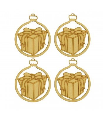 Laser Cut Present Christmas Bauble - 4 Pack